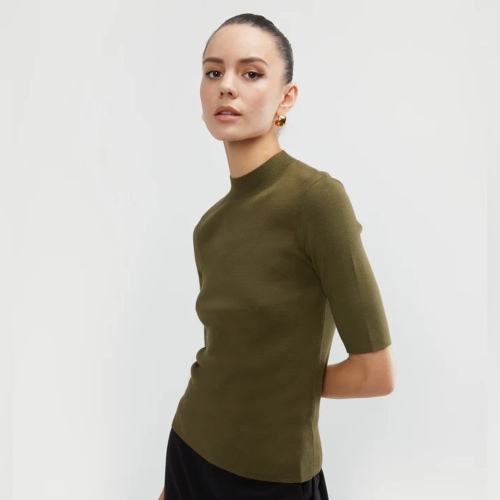 OAK + FORT Olive Green Mockneck Sweater